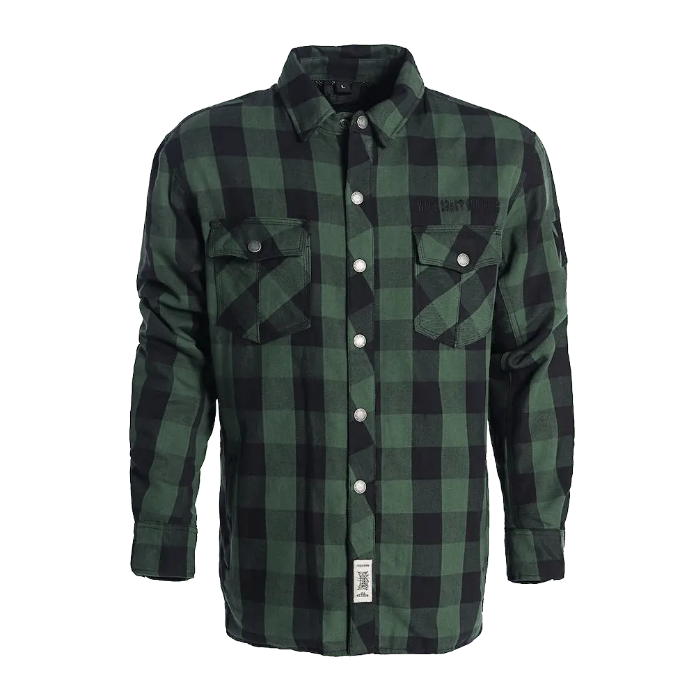 Flannel Kevlar Riding Shirt Green-Black 1