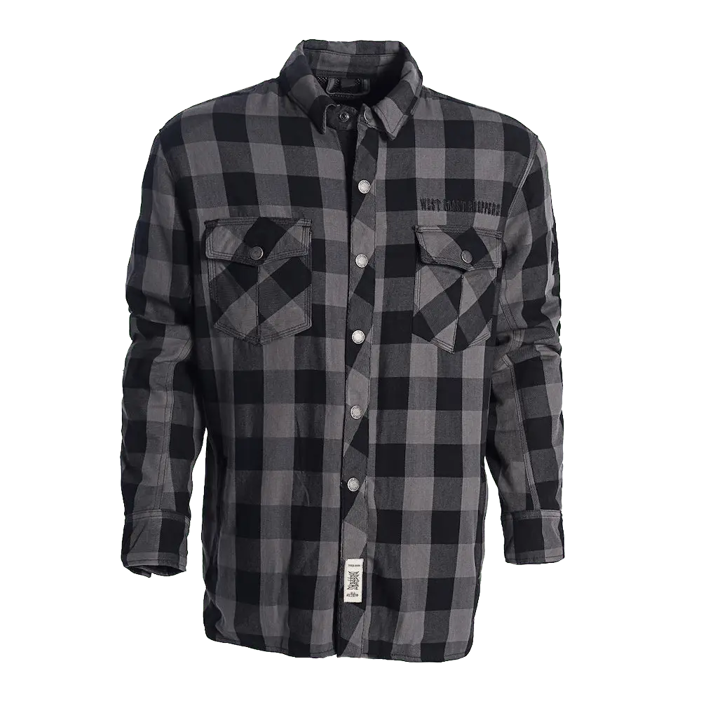 Flannel Kevlar Riding Shirt Grey-Black 1