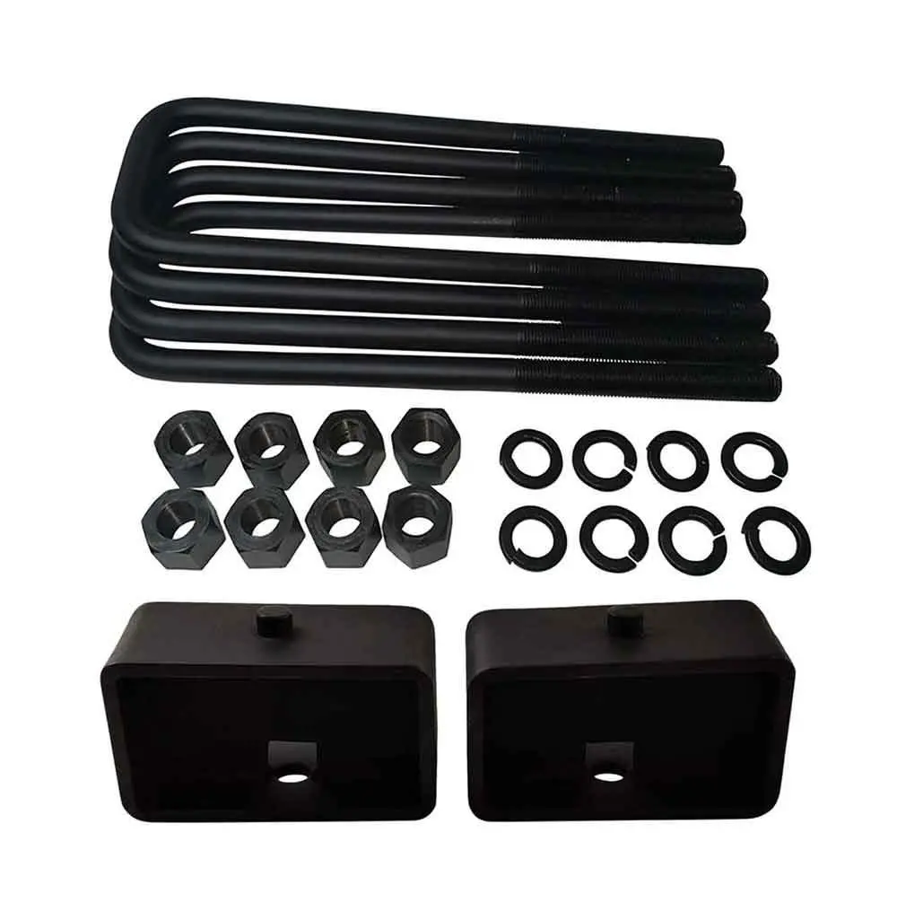 Steel Lift Blocks And 15-Inch Square U-Bolts Kit For Gmc Sierra Chevrolet Silverado 2500Hd 3500Hd 4Wd 3