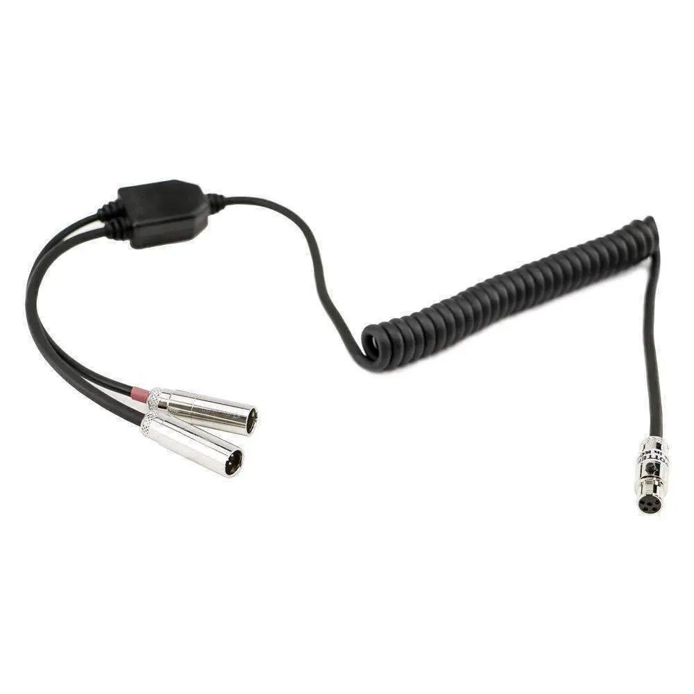 Headset To 5-Pin & 5-Pin Listen Only Dual Radio Coil Cord Cable 1