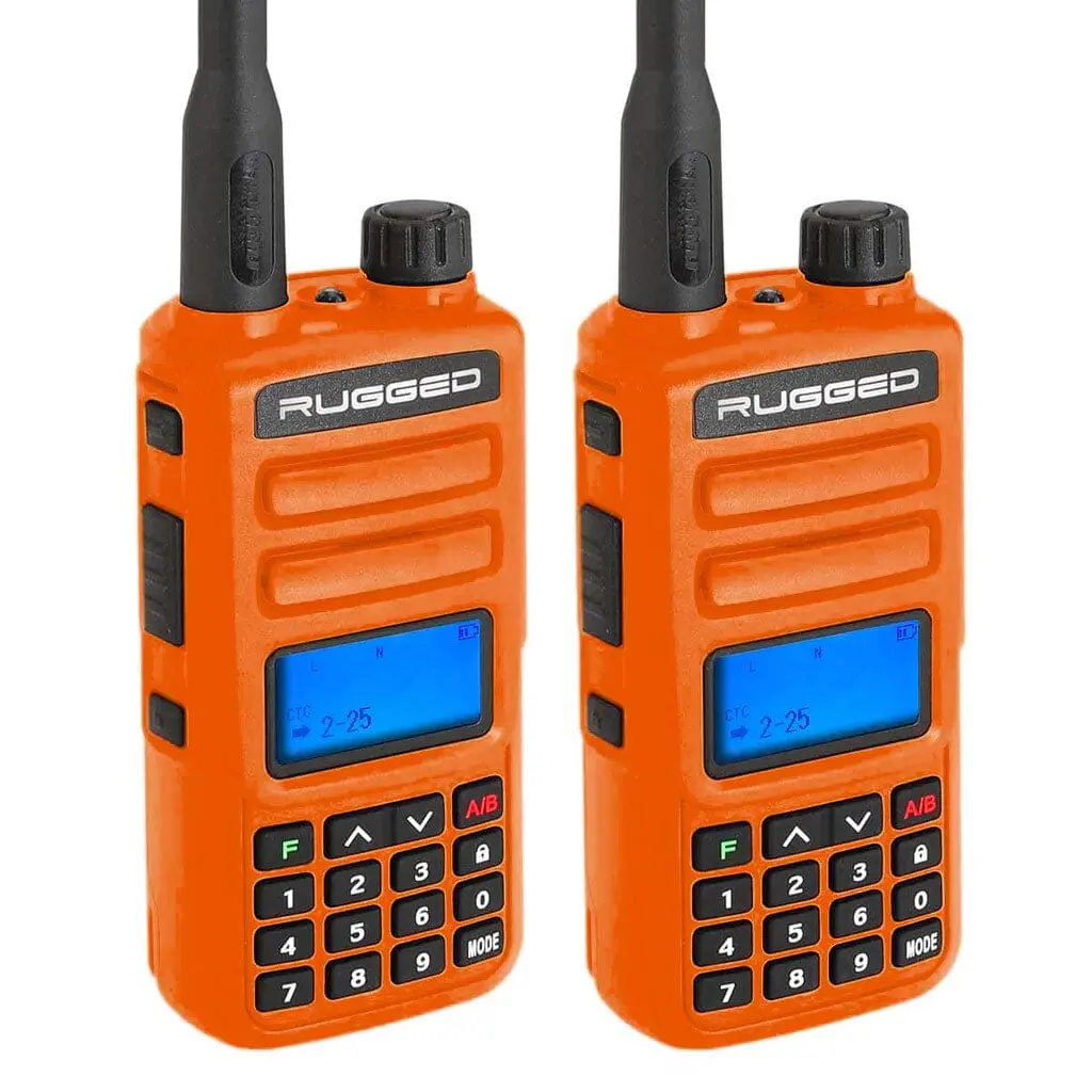 2 Pack - Gmr2 Handheld Gmrs Frs Radio Pair - By Rugged Radios - Safety Orange 1