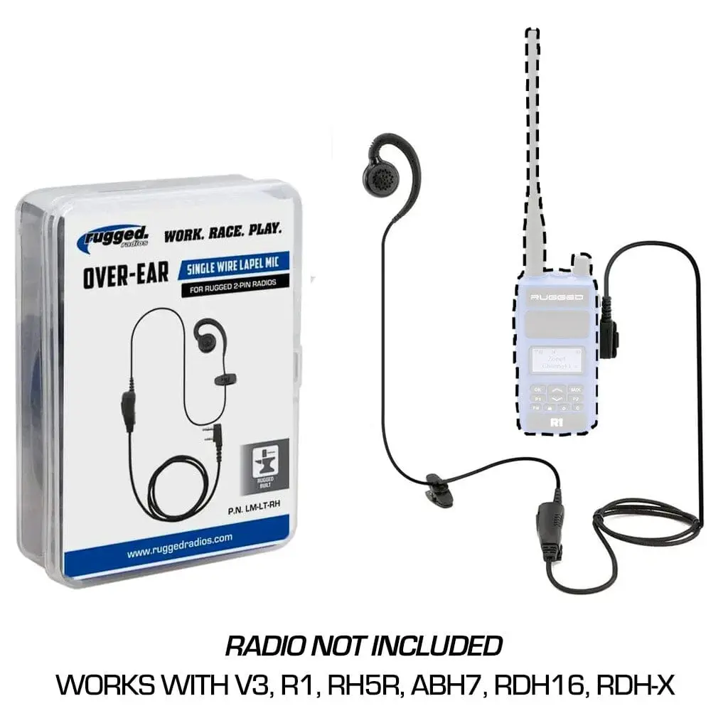 Single Wire Ear Hook Lapel Mic For Rugged Handheld Radios 1