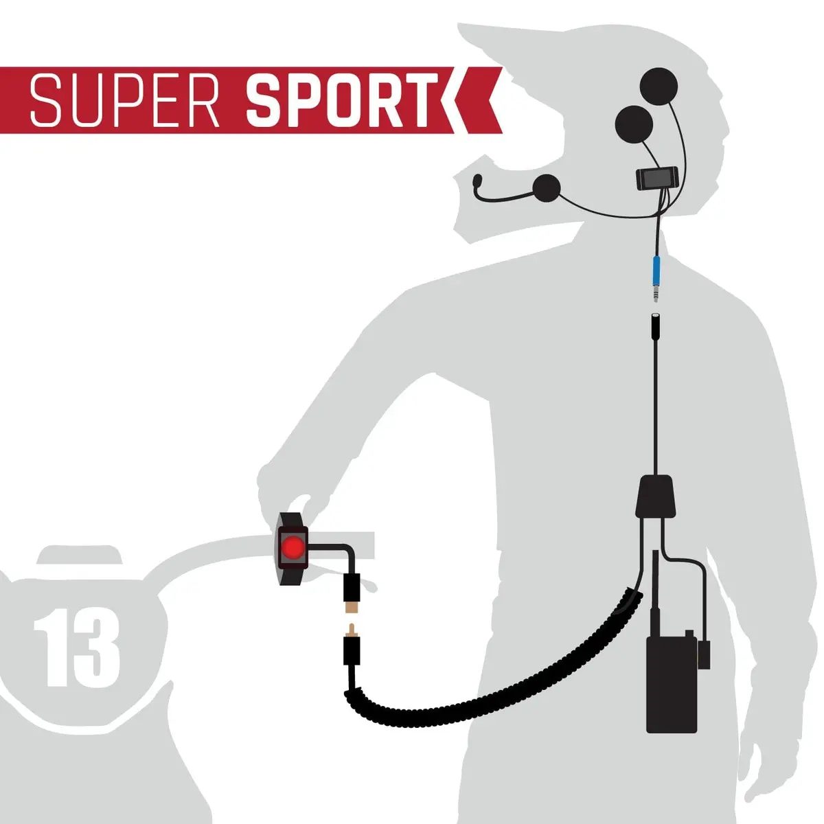 Super Sport Moto Kit With Rdh-X Waterproof Handheld Radio - Includes Radio, Helmet Kit, Harness, And Push-To-Talk 1