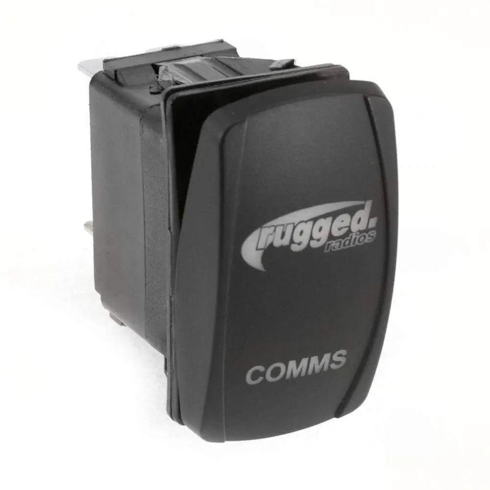 Waterproof Rocker Switch With Rugged Radios Logo & Comms Label 1