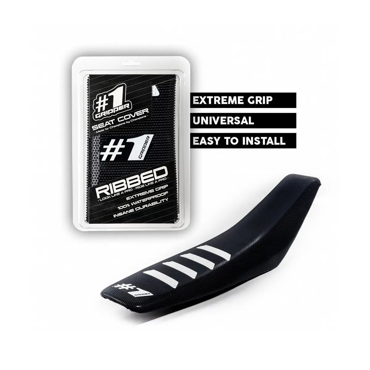 Seat Cover - One Gripper | Black Ribbed 1