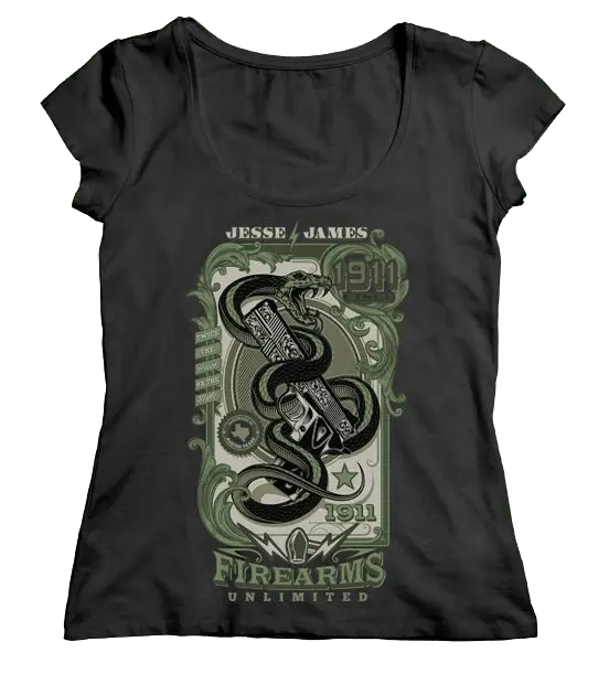 Skelly Snake Scoop-Neck T-Shirt Ladies - Black 1
