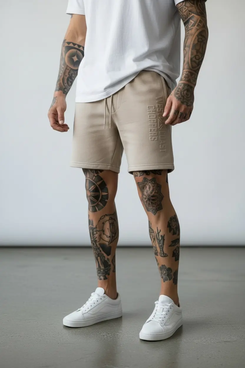 Wcc Embossed Sweat Short - Beige 1