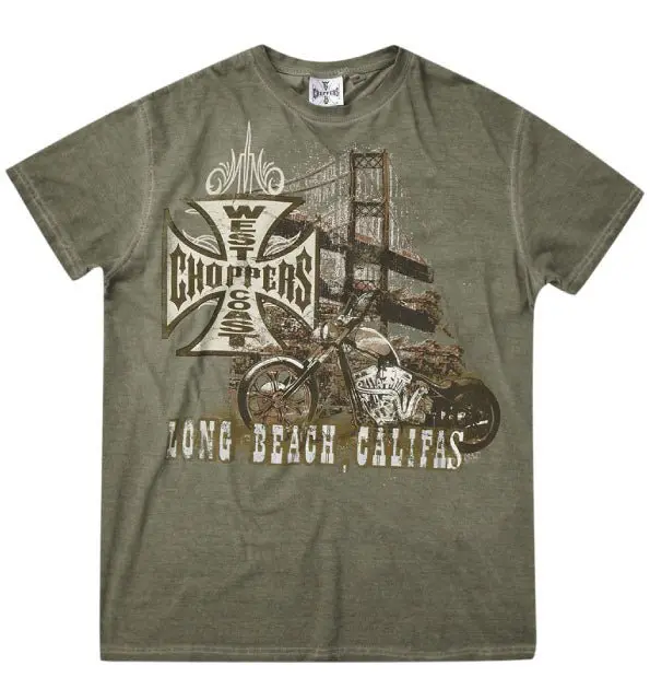 West Coast Choppers Bridge Tee- Oil Dye Khaki 1