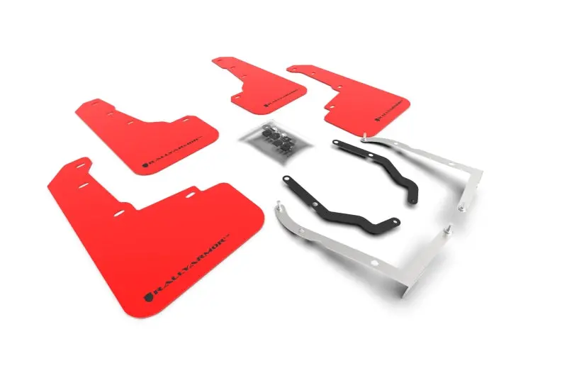 Rally Armor Ur Mud Flaps For 2018–2022 Subaru Crosstrek – Lift/At Fitment With Red Panels And Black Logo 1