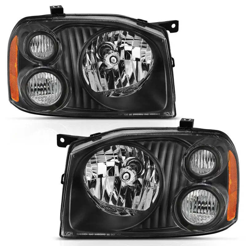 Anzo Crystal Headlight Assembly For 2001–2004 Nissan Frontier Se – Black Housing With Amber Reflector 1