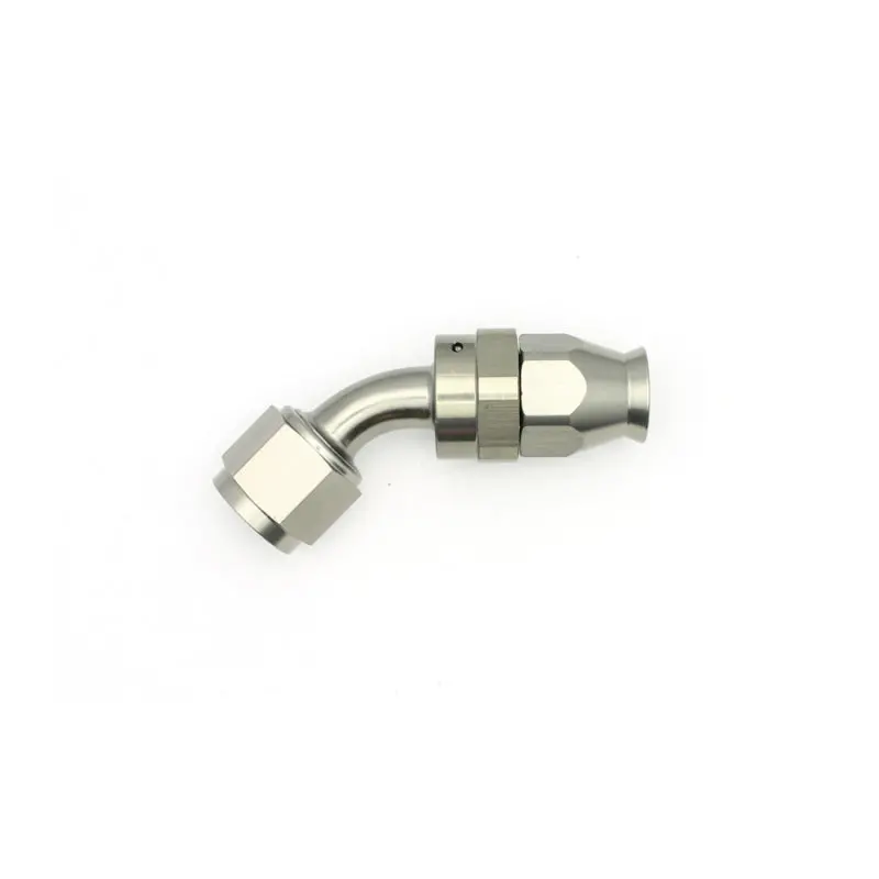 Deatschwerks 8An Swivel Hose Fitting – 45-Degree Female Ptfe End With Olive Insert (Matte Black Anodized) 1
