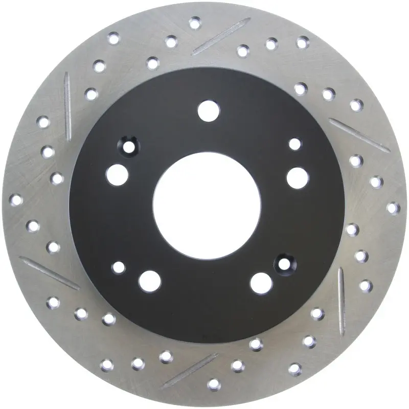 Stoptech Slotted & Drilled Rear Brake Rotor For 2002–2006 Acura Rsx (Including Type-S) And 1997–2001 Integra Type R 1