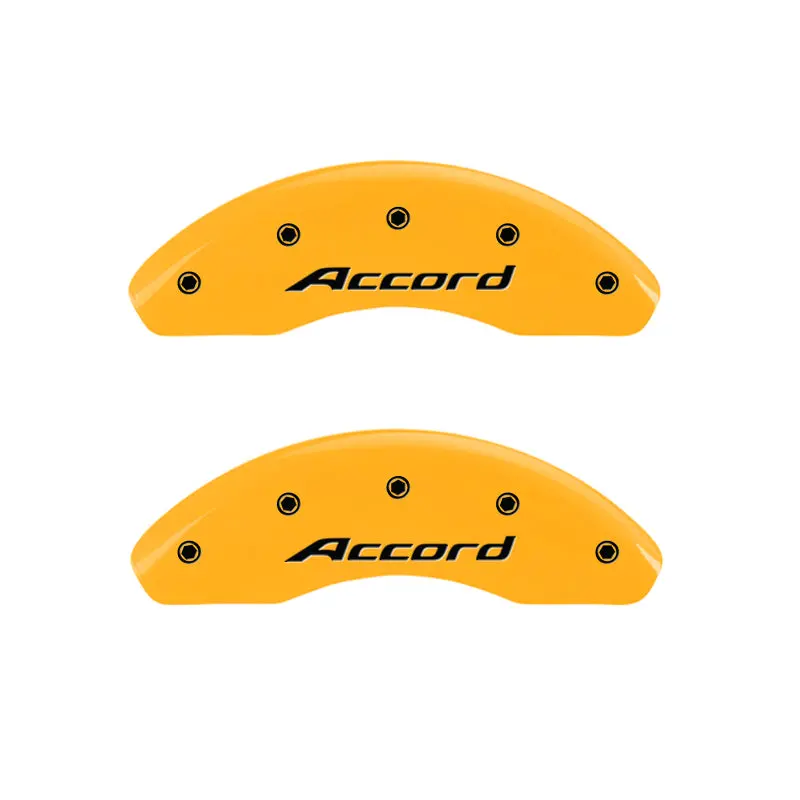Mgp Engraved 4-Piston Caliper Covers – Yellow Finish With Black Accents For Honda Accord 1