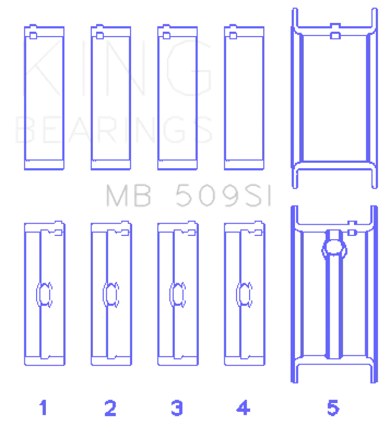 King Main Bearing Set For Chevrolet 400 Small-Block Engine (5-Piece Kit) 1