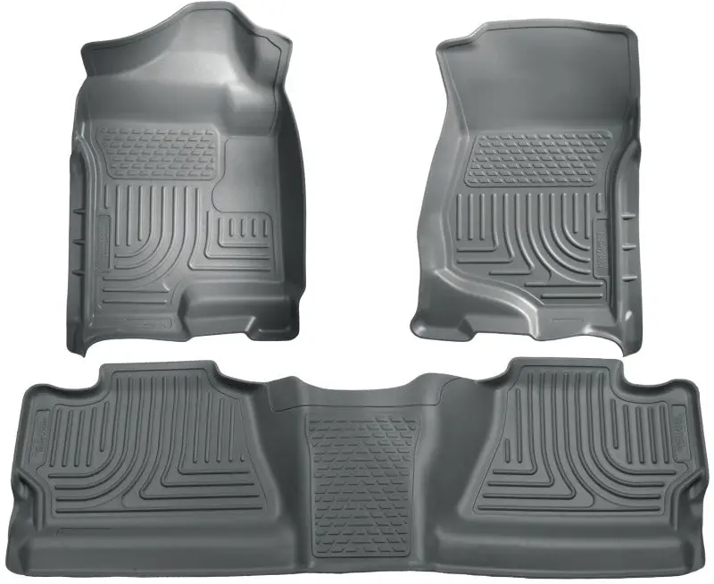 Husky Liners Weatherbeater Gray Floor Liner Combo For 2007–2012 Chevy Silverado & Gmc Sierra Crew Cab 1