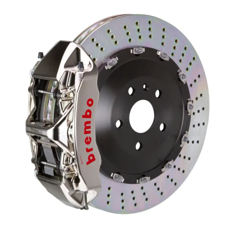 Brembo Gtr Big Brake Kit For 2018+ Audi Rs5 – Front, 6-Piston Billet Calipers, 405X34Mm Drilled Nickel-Plated 2-Piece Rotors 1