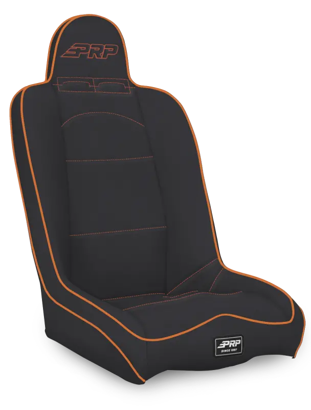 Prp High-Back Suspension Seat For Daily Driving – Black And Orange Vinyl Finish 1
