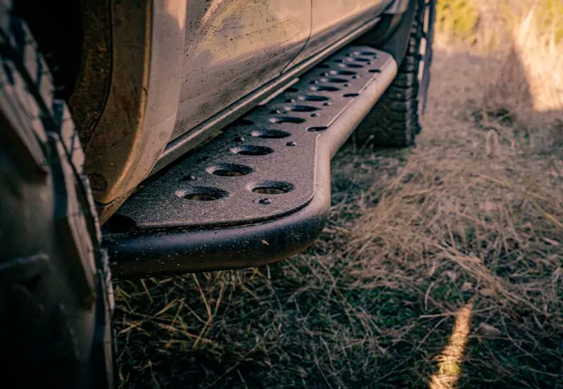 Cali Raised Rock Sliders For 2005–2023 Toyota Tacoma Double Cab Short Bed – Step-Ed Design With Kick-Out Feature And Powder-Coated Finish 1